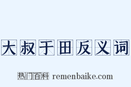 大叔于田反义词是什么意思的图片